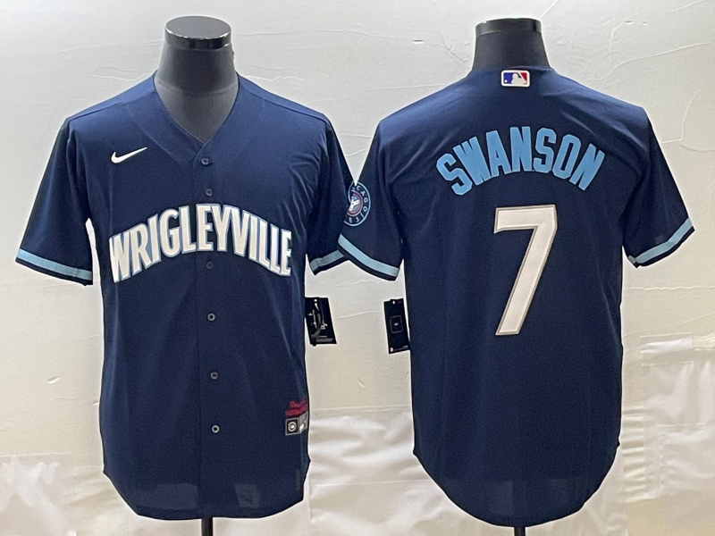 Men's Chicago Cubs Dansby Swanson Navy City Connect Jersey